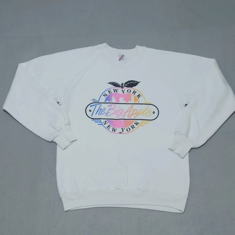 Vintage Jerzees Sweatshirt '88 Graphic New York Sweatshirt White Men's Medium M - Picture 1 of 10